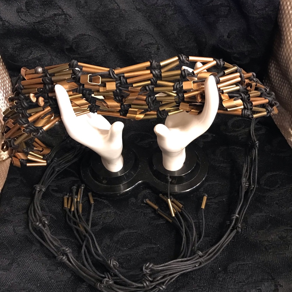 Beautiful Vintage Metal and Leather Chain link Belt